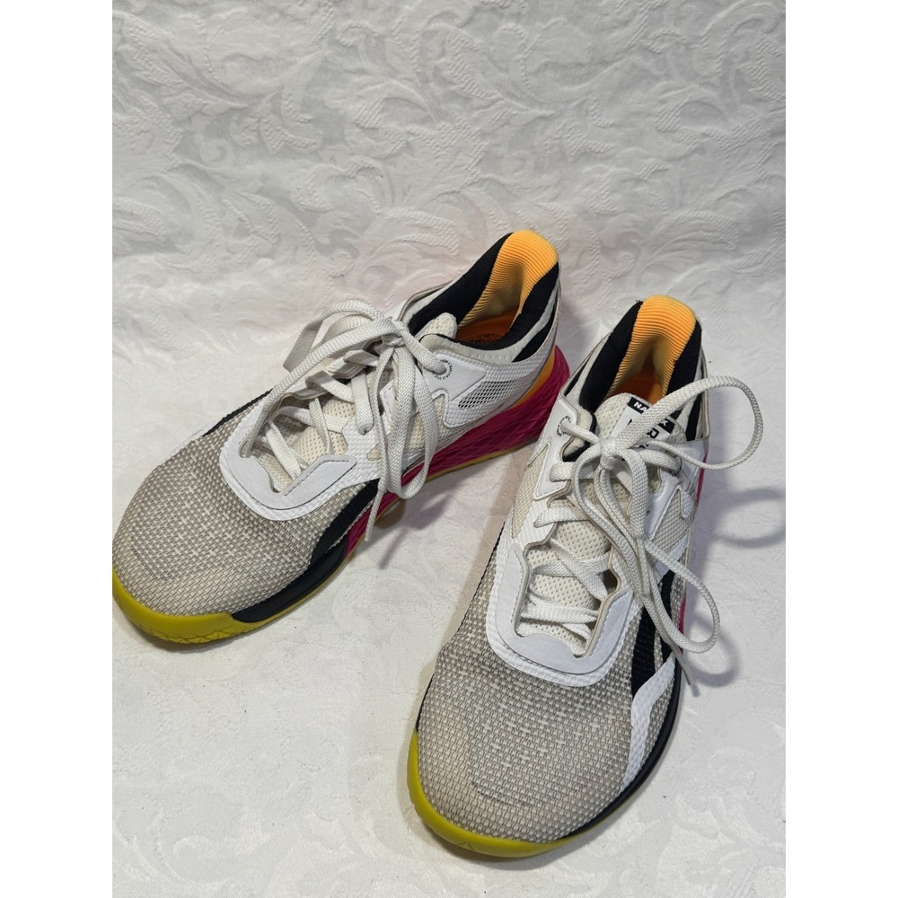 Reebok Nano X Women's 7 White Multicolor Training Shoes Crossfit Sneakers GW6012